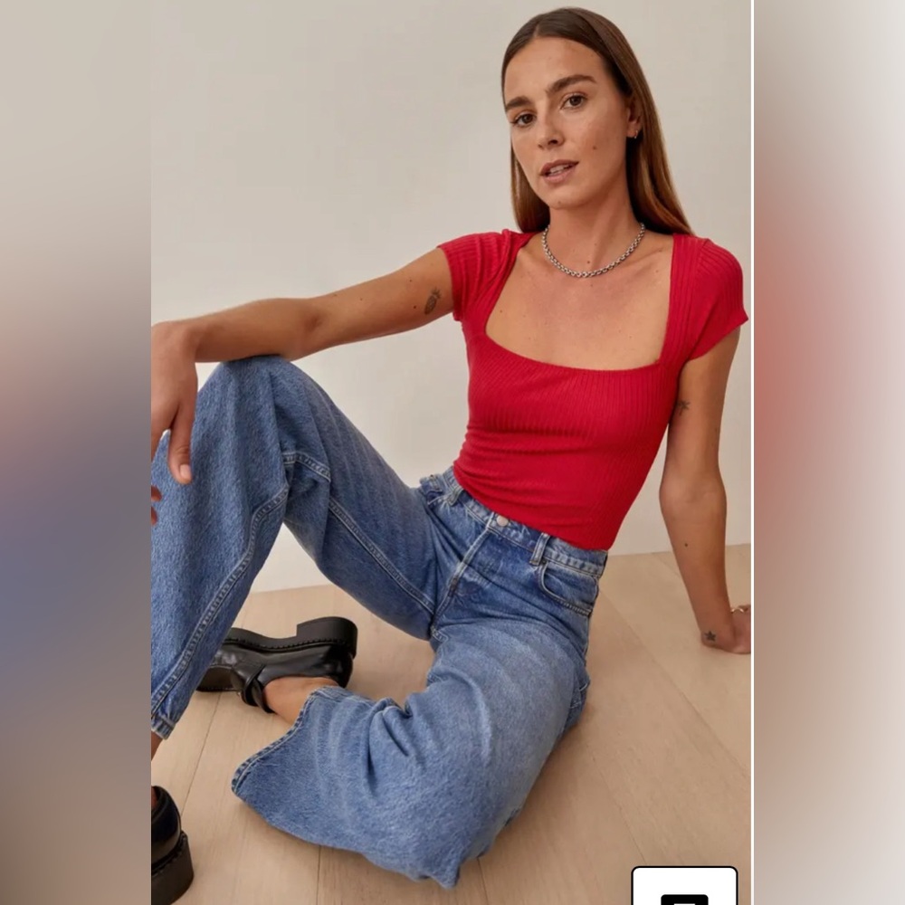 Reformation Cap Sleeve Ribbed Tee